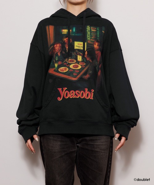 YOASOBI × doublet（ヨアソビ × ダブレット）の「NIGHT OUT HOODIE  FAMIRESU（パーカー・レディース・ブラック・XL/L/M/S/XS）」の6枚目の写真