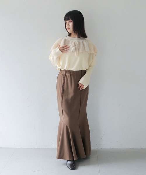 HER CLOSET（ハークローゼット）の「【HER CLOSET】WEB限定 マルチウェイラメシャギーフリル付け襟 WEB LIMITED MULTIWAY LAME SHAGGY FRILL COLLAR（付け襟・レディース・アイボリー/ブラック・FREE）」の12枚目の写真