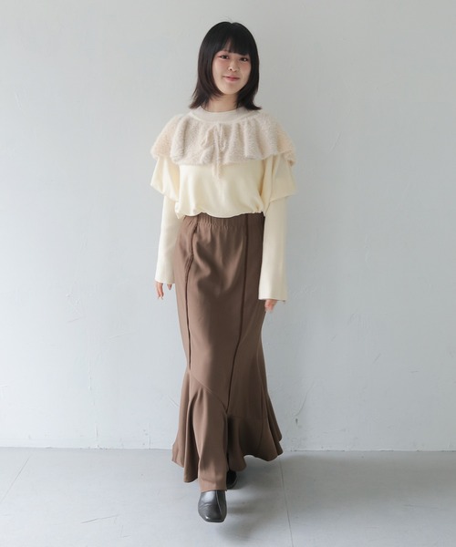 HER CLOSET（ハークローゼット）の「【HER CLOSET】WEB限定 マルチウェイラメシャギーフリル付け襟 WEB LIMITED MULTIWAY LAME SHAGGY FRILL COLLAR（付け襟・レディース・アイボリー/ブラック・FREE）」の13枚目の写真