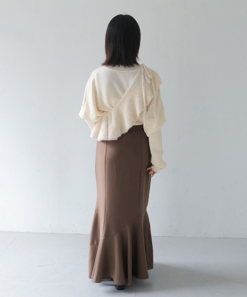 HER CLOSET（ハークローゼット）の「【HER CLOSET】WEB限定 マルチウェイラメシャギーフリル付け襟 WEB LIMITED MULTIWAY LAME SHAGGY FRILL COLLAR（付け襟・レディース・アイボリー/ブラック・FREE）」の16枚目の写真