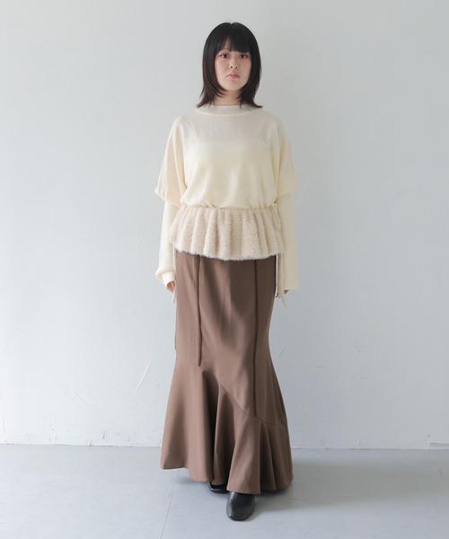 HER CLOSET（ハークローゼット）の「【HER CLOSET】WEB限定 マルチウェイラメシャギーフリル付け襟 WEB LIMITED MULTIWAY LAME SHAGGY FRILL COLLAR（付け襟・レディース・アイボリー/ブラック・FREE）」の17枚目の写真