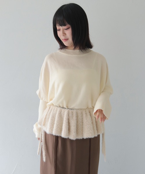 HER CLOSET（ハークローゼット）の「【HER CLOSET】WEB限定 マルチウェイラメシャギーフリル付け襟 WEB LIMITED MULTIWAY LAME SHAGGY FRILL COLLAR（付け襟・レディース・アイボリー/ブラック・FREE）」の11枚目の写真