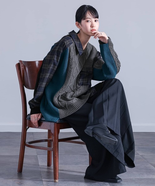 kOhAKU（コハク）の「『異素材切替ニット』（ニット/セーター・レディース・杢グレー・FREE）」の7枚目の写真