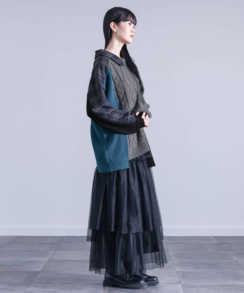 kOhAKU（コハク）の「『異素材切替ニット』（ニット/セーター・レディース・杢グレー・FREE）」の13枚目の写真