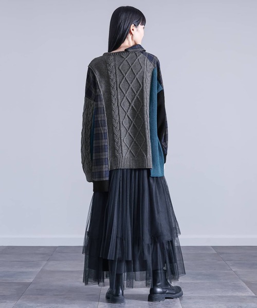 kOhAKU（コハク）の「『異素材切替ニット』（ニット/セーター・レディース・杢グレー・FREE）」の15枚目の写真