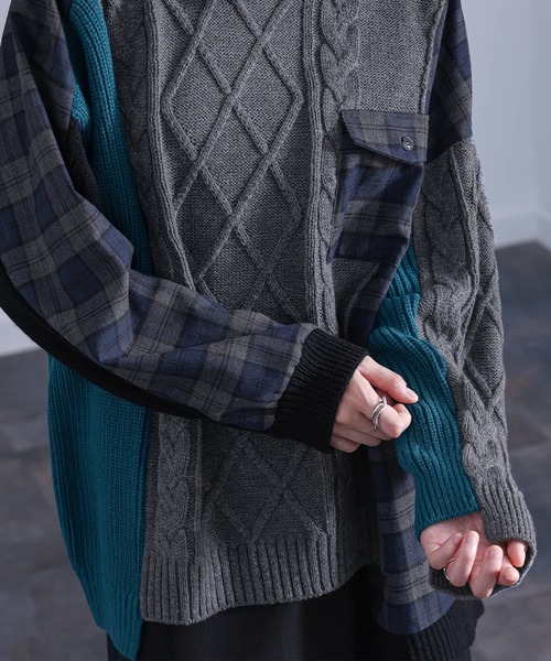 kOhAKU（コハク）の「『異素材切替ニット』（ニット/セーター・レディース・杢グレー・FREE）」の19枚目の写真