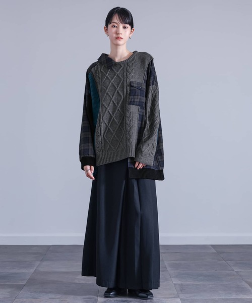 kOhAKU（コハク）の「『異素材切替ニット』（ニット/セーター・レディース・杢グレー・FREE）」の11枚目の写真