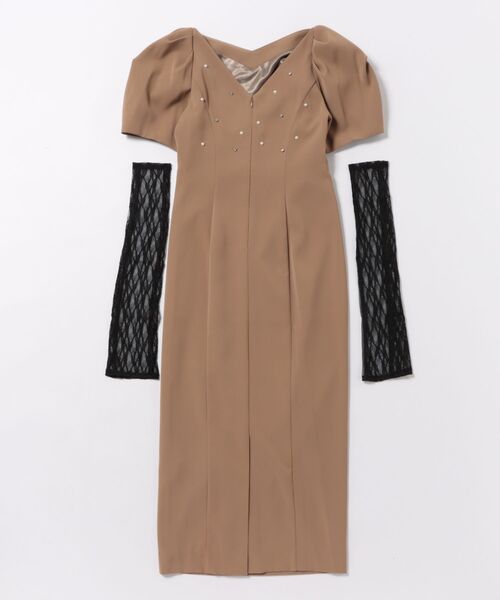 【ANDRESD】lace arm drepe dress セレモニー 結婚式 二次会 同窓会 成人式 入学式 卒業式 お呼ばれ パーティードレス オケージョンドレス