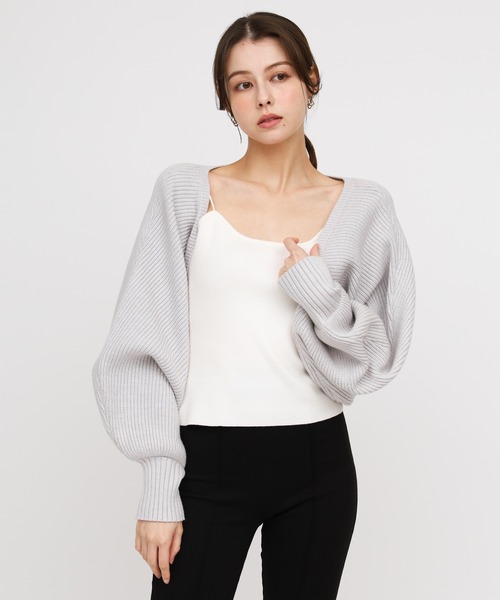 ROYAL PARTY（ロイヤルパーティー）の「畦編みニットボレロ（カーディガン/ボレロ・レディース・ブラック/グレー/オフホワイト・FREE）」の3枚目の写真