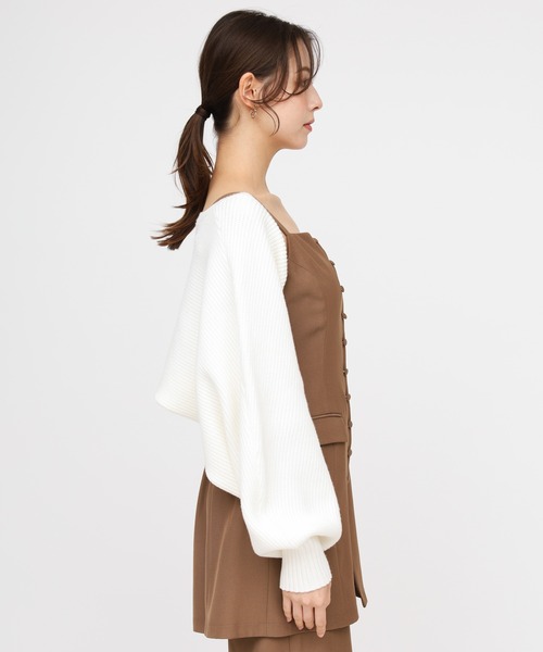 ROYAL PARTY（ロイヤルパーティー）の「畦編みニットボレロ（カーディガン/ボレロ・レディース・ブラック/グレー/オフホワイト・FREE）」の4枚目の写真