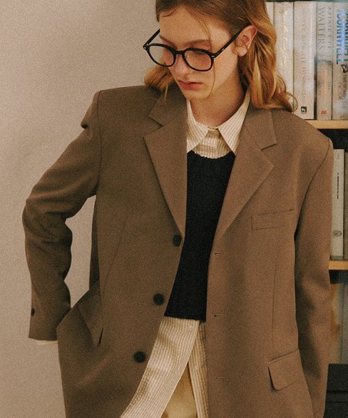 3 BUTTON OVER FIT CLASSIC JACKET MOCHA