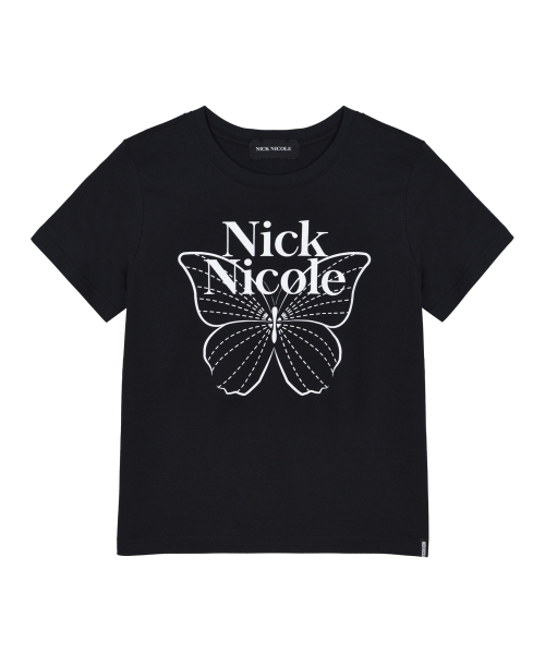 NICK&NICOLE(ニックアンドニコール)の「BUTTERFLY NICOLE LABEL SLIM TOP_BLACK WHITE(Tシャツ/カットソー・レディース・その他・FREE)」の4枚目の写真