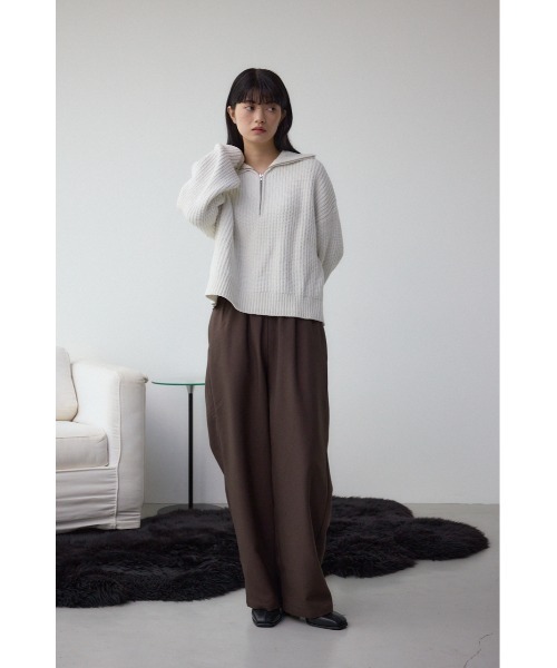 AZUL by moussy（アズールバイマウジー）の「ラメベロアハーフZIPニットトップス（ニット/セーター・レディース・チャコールグレー/アイボリー/ブラック・FREE）」の7枚目の写真