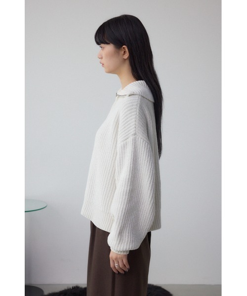 AZUL by moussy（アズールバイマウジー）の「ラメベロアハーフZIPニットトップス（ニット/セーター・レディース・チャコールグレー/アイボリー/ブラック・FREE）」の9枚目の写真