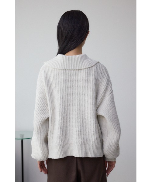 AZUL by moussy（アズールバイマウジー）の「ラメベロアハーフZIPニットトップス（ニット/セーター・レディース・チャコールグレー/アイボリー/ブラック・FREE）」の10枚目の写真