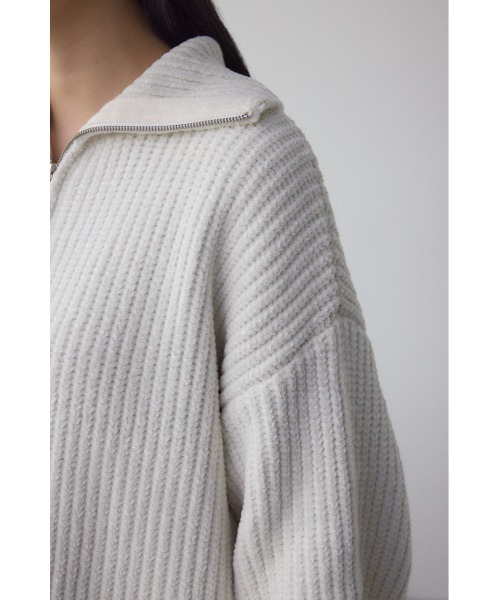 AZUL by moussy（アズールバイマウジー）の「ラメベロアハーフZIPニットトップス（ニット/セーター・レディース・チャコールグレー/アイボリー/ブラック・FREE）」の12枚目の写真