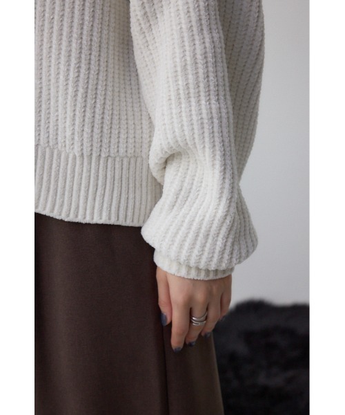 AZUL by moussy（アズールバイマウジー）の「ラメベロアハーフZIPニットトップス（ニット/セーター・レディース・チャコールグレー/アイボリー/ブラック・FREE）」の13枚目の写真