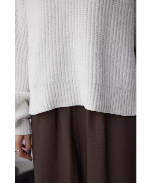 AZUL by moussy（アズールバイマウジー）の「ラメベロアハーフZIPニットトップス（ニット/セーター・レディース・チャコールグレー/アイボリー/ブラック・FREE）」の14枚目の写真