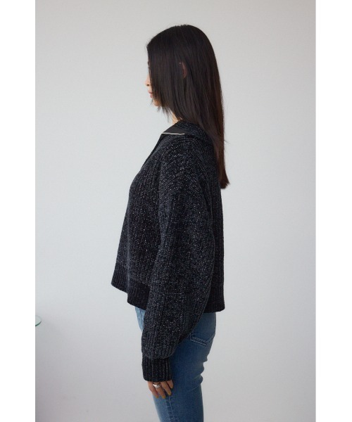 AZUL by moussy（アズールバイマウジー）の「ラメベロアハーフZIPニットトップス（ニット/セーター・レディース・チャコールグレー/アイボリー/ブラック・FREE）」の20枚目の写真