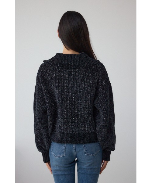 AZUL by moussy（アズールバイマウジー）の「ラメベロアハーフZIPニットトップス（ニット/セーター・レディース・チャコールグレー/アイボリー/ブラック・FREE）」の21枚目の写真