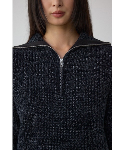 AZUL by moussy（アズールバイマウジー）の「ラメベロアハーフZIPニットトップス（ニット/セーター・レディース・チャコールグレー/アイボリー/ブラック・FREE）」の22枚目の写真