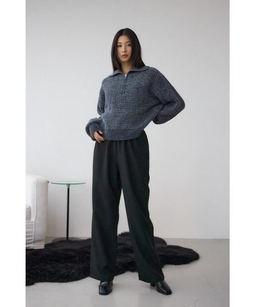 ラメベロアハーフZIPニットトップス（ニット/セーター）｜AZUL BY