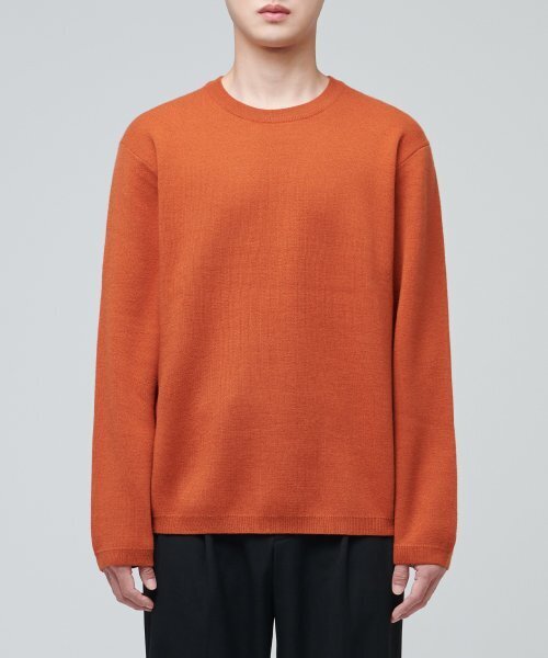 MUSINSA STANDARD（ムシンサスタンダード）の「ミニマルクルーネックニット[タンジェリン]（ニット/セーター・メンズ・その他・SMALL/MEDIUM/LARGE/X-LARGE/XX-LARGE）」の2枚目の写真