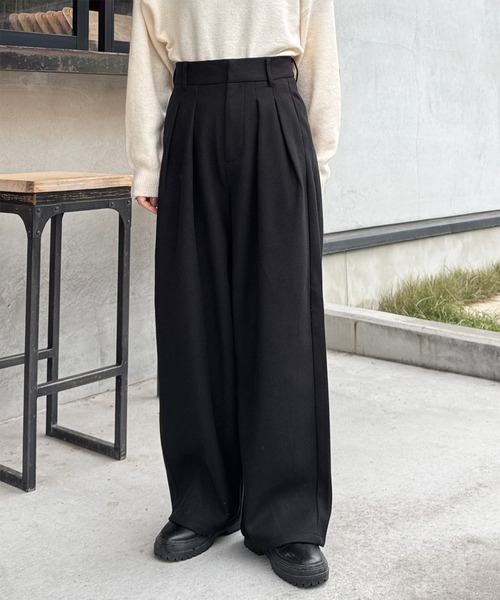 LE MORE(リモア)の「フェイクウールタックパンツ(その他パンツ・レディース・チャコール/ブラウン/ブラック・FREE)」の5枚目の写真