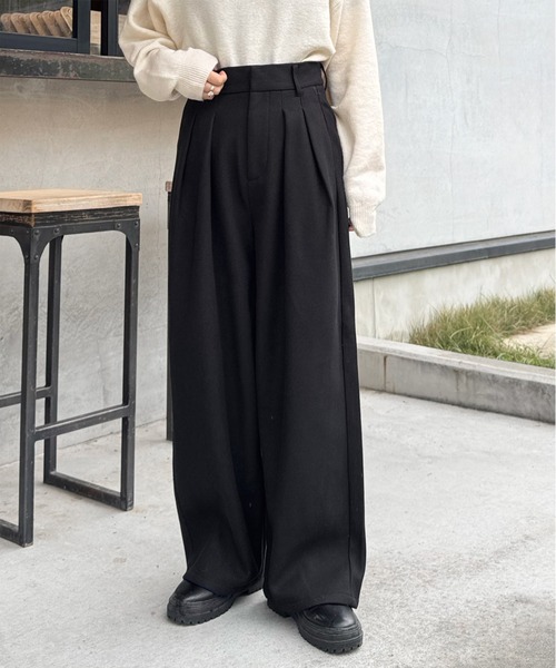 LE MORE(リモア)の「フェイクウールタックパンツ(その他パンツ・レディース・チャコール/ブラウン/ブラック・FREE)」の6枚目の写真