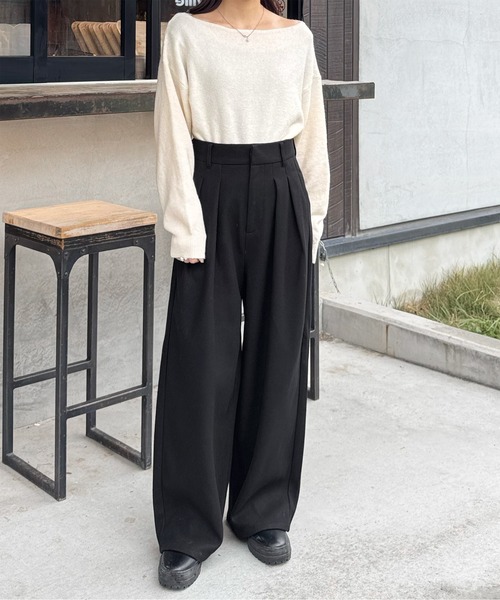 LE MORE(リモア)の「フェイクウールタックパンツ(その他パンツ・レディース・チャコール/ブラウン/ブラック・FREE)」の8枚目の写真