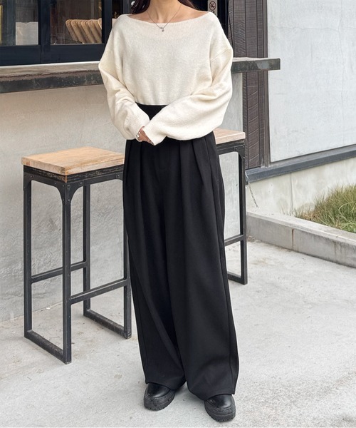 LE MORE(リモア)の「フェイクウールタックパンツ(その他パンツ・レディース・チャコール/ブラウン/ブラック・FREE)」の9枚目の写真