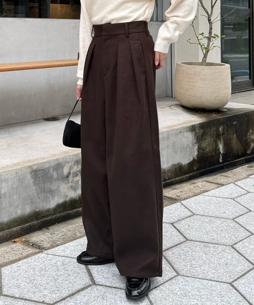 LE MORE(リモア)の「フェイクウールタックパンツ(その他パンツ・レディース・チャコール/ブラウン/ブラック・FREE)」の11枚目の写真