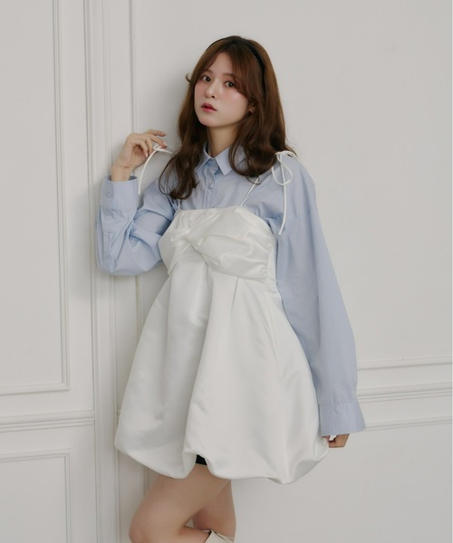 Olu.（オルドット）の「サテンバルーンミニワンピース（ワンピース・レディース・ブラウン/ホワイト・FREE）」の14枚目の写真