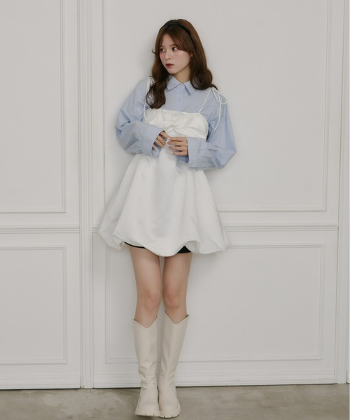 Olu.（オルドット）の「サテンバルーンミニワンピース（ワンピース・レディース・ブラウン/ホワイト・FREE）」の15枚目の写真