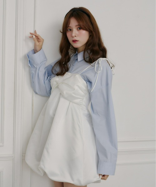 Olu.（オルドット）の「サテンバルーンミニワンピース（ワンピース・レディース・ブラウン/ホワイト・FREE）」の12枚目の写真