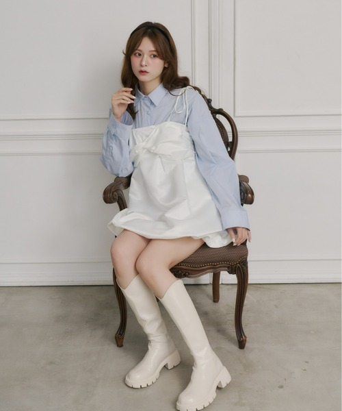 Olu.（オルドット）の「サテンバルーンミニワンピース（ワンピース・レディース・ブラウン/ホワイト・FREE）」の13枚目の写真