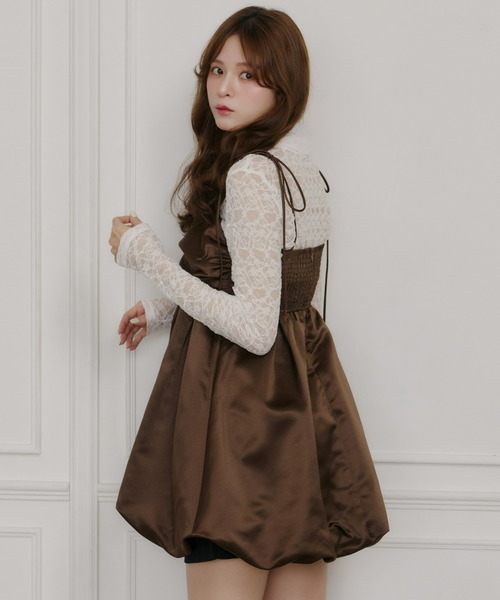 Olu.（オルドット）の「サテンバルーンミニワンピース（ワンピース・レディース・ブラウン/ホワイト・FREE）」の6枚目の写真