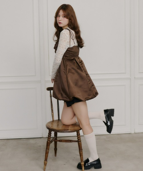 Olu.（オルドット）の「サテンバルーンミニワンピース（ワンピース・レディース・ブラウン/ホワイト・FREE）」の8枚目の写真