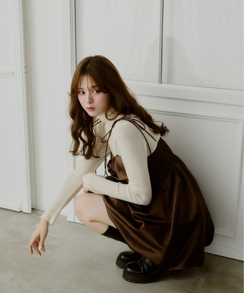 Olu.（オルドット）の「サテンバルーンミニワンピース（ワンピース・レディース・ブラウン/ホワイト・FREE）」の9枚目の写真