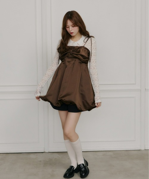 Olu.（オルドット）の「サテンバルーンミニワンピース（ワンピース・レディース・ブラウン/ホワイト・FREE）」の10枚目の写真