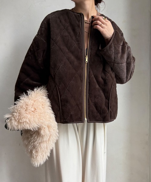 DouDou(ドゥドゥ)の「【WEB限定】リバーシブルファーキルトコート(その他アウター・レディース・グレイッシュベージュ/チャコールグレー/ブラウン・FREE)」の17枚目の写真