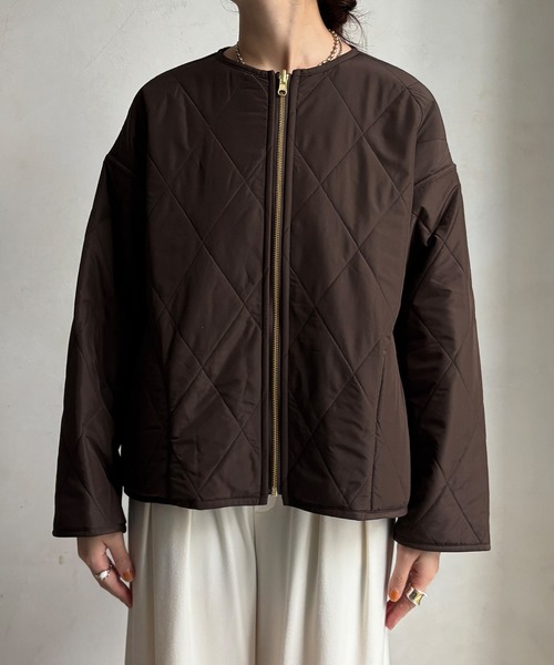 DouDou(ドゥドゥ)の「【WEB限定】リバーシブルファーキルトコート(その他アウター・レディース・グレイッシュベージュ/チャコールグレー/ブラウン・FREE)」の6枚目の写真