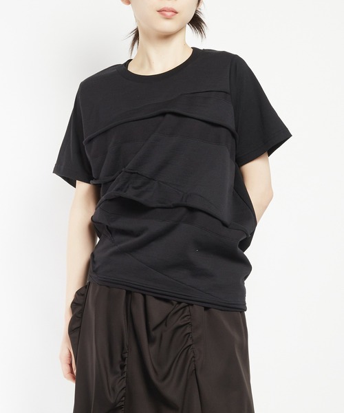gomme（ゴム）の「ツイストパネルＴ（Tシャツ/カットソー・レディース・ホワイト/チャコールグレー/ブラック・MEDIUM）」の3枚目の写真