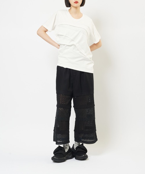 gomme（ゴム）の「ツイストパネルＴ（Tシャツ/カットソー・レディース・ホワイト/チャコールグレー/ブラック・MEDIUM）」の4枚目の写真