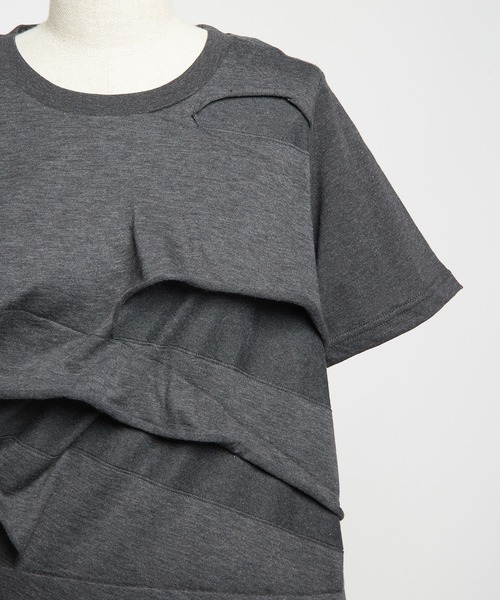 gomme（ゴム）の「ツイストパネルＴ（Tシャツ/カットソー・レディース・ホワイト/チャコールグレー/ブラック・MEDIUM）」の9枚目の写真