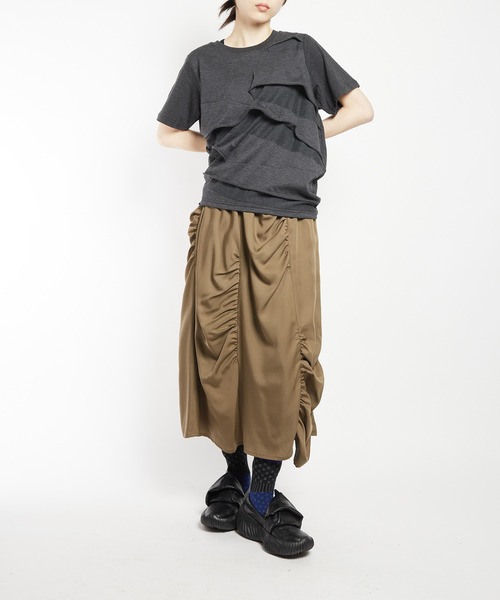 gomme（ゴム）の「ツイストパネルＴ（Tシャツ/カットソー・レディース・ホワイト/チャコールグレー/ブラック・MEDIUM）」の7枚目の写真