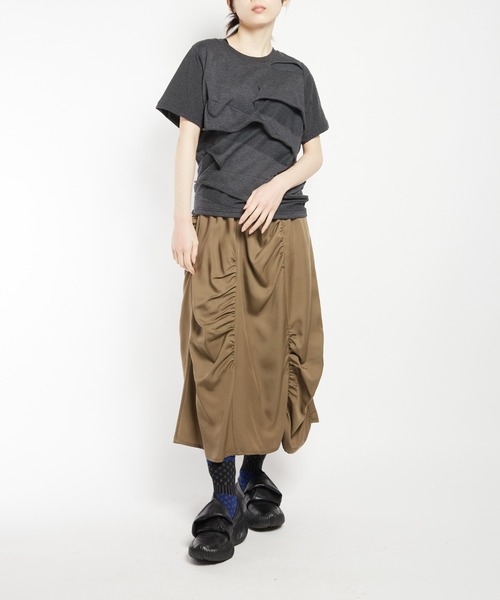 gomme（ゴム）の「ツイストパネルＴ（Tシャツ/カットソー・レディース・ホワイト/チャコールグレー/ブラック・MEDIUM）」の8枚目の写真