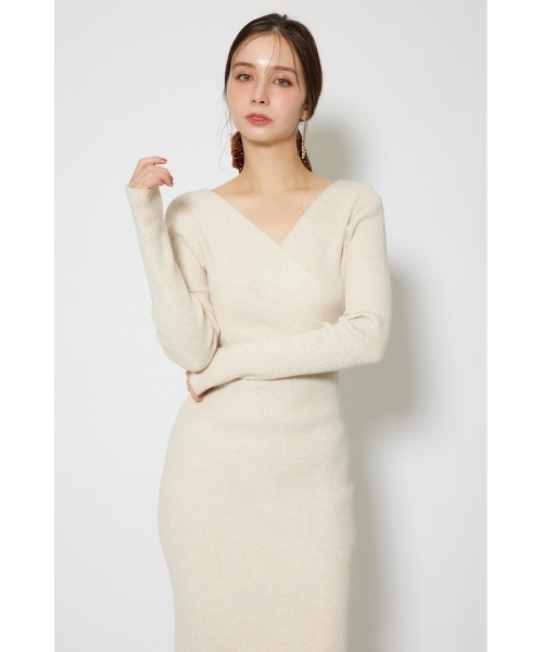 rienda（リエンダ）の「カシュクールウォッシャブルニットワンピース 秋服 冬服（ワンピース・レディース・レッド/ブラック/アイボリー・FREE）」の7枚目の写真