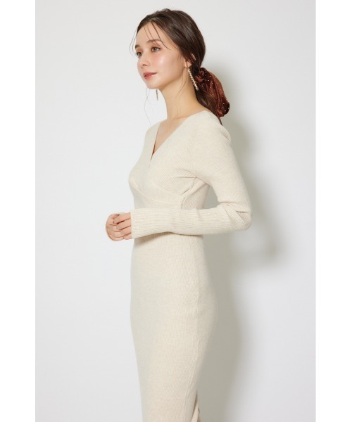 rienda（リエンダ）の「カシュクールウォッシャブルニットワンピース 秋服 冬服（ワンピース・レディース・レッド/ブラック/アイボリー・FREE）」の8枚目の写真