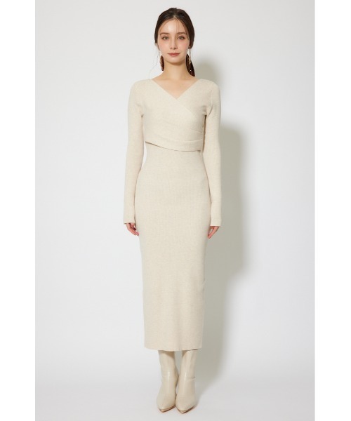 rienda（リエンダ）の「カシュクールウォッシャブルニットワンピース 秋服 冬服（ワンピース・レディース・レッド/ブラック/アイボリー・FREE）」の9枚目の写真